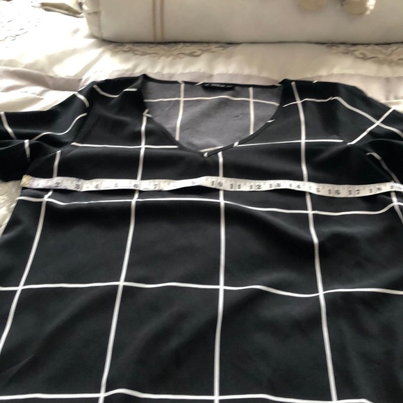 2/30🌻Black &White large check dress/top long sleeve M - Picture 3 of 4